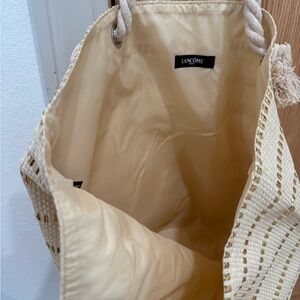 Lancome Cream Woven Rope-Handle Tote